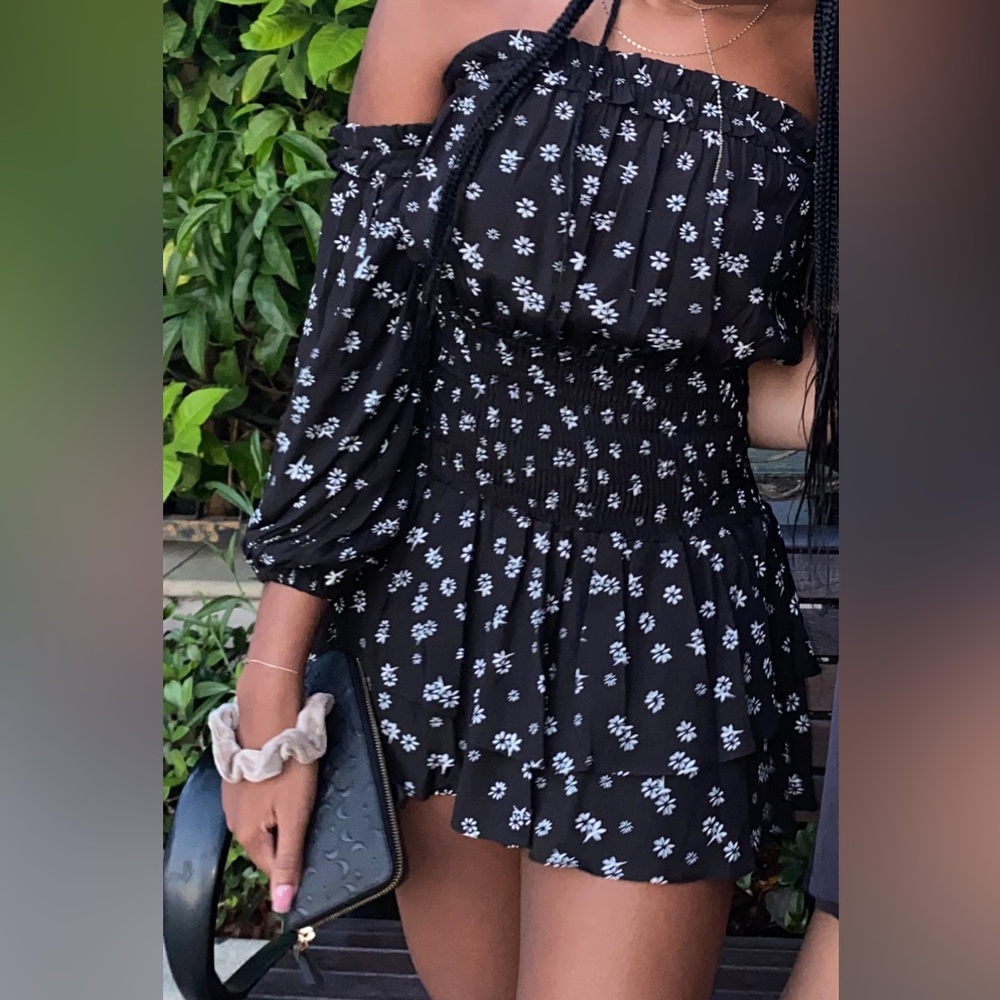 Blue life off the shoulder romper